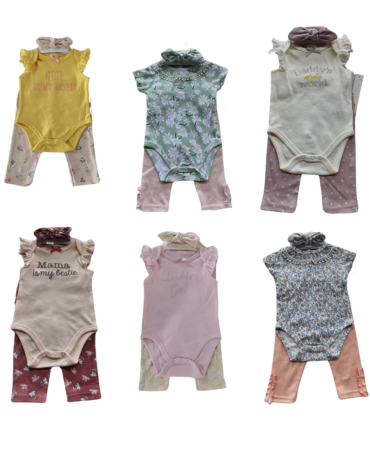 12 Set de Body Para Bebé Colores Surtidos. Talla: 3  a 12 Meses (1 Set Trae 3 PCS)