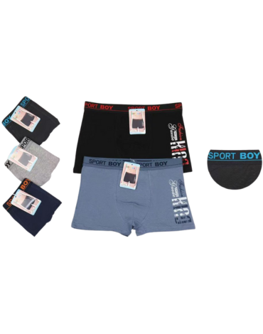 Bóxer de Niño Algodón Colores Surtidos x 12 Unds. Tallas: 26 (9-11) / 28 (11-13) / 30 (13-15)