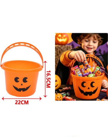 Balde de Plástico de Halloween  Color Único x 12 Unds.Medida: 16.5 x 22 cm aprox.