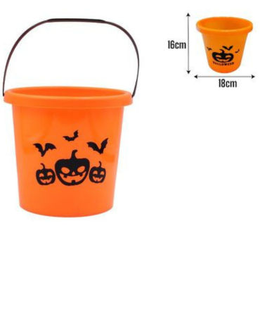 Balde de Plástico de Halloween  x 12 Unds.Medida: 16 x 18 cm aprox.