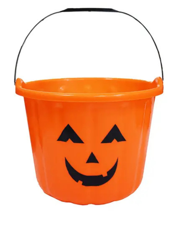 Balde Tipo Calabaza para Dulces de Halloween x 6 Unds. Medida: 23 x 18 cm aprox.