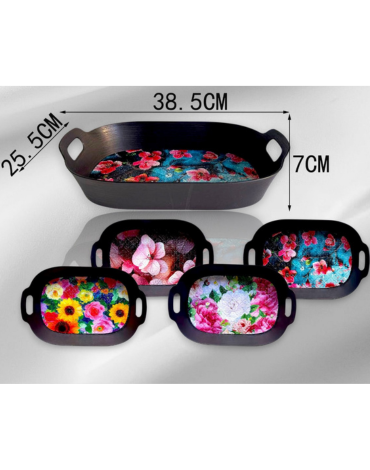 Bandeja con Diseño Modelos Surtidos x 60 Unds.Medida: 38.5 x 25.5 x 7 cm aprox.