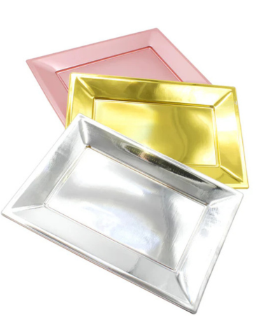 Bandejas Rectangular Plásticas Colores Surtidos x 3 Unds.