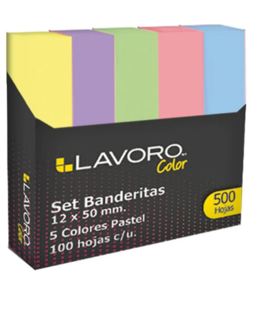 6 Set  Banderitas Adhesivas 5 Colores Pastel 100 Hojas Cada Una Lavoro