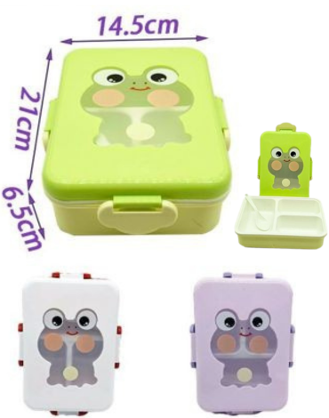 Bento para Lonchera con División + Cubierto x 6 Unds. Medida: 14.5 x 21 x 6.5 cm aprox.