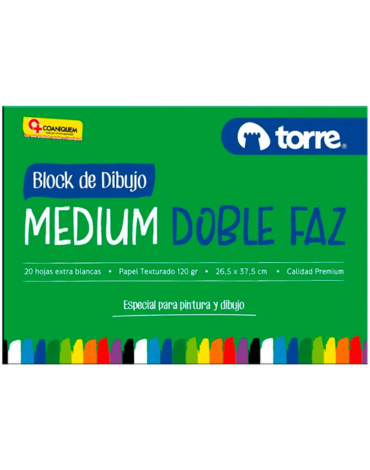 Block Dibujo Medium Doble Faz 99 1/ 8 20 Hojas Torre x 3 Unds.