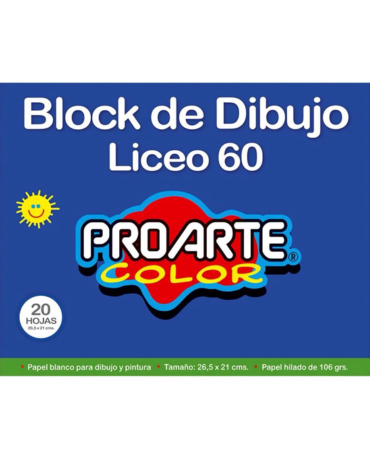 Block Dibujo Liceo 60 20 Hojas Pro Arte x 6 Unds.Medida:  26,5 x 21 cm aprox.