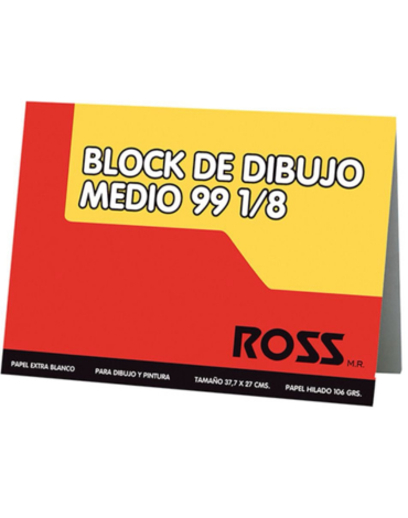 Block Dibujo Medium 99 1/ 8 20 Hojas Ross x 6 Unds.Medida: 33,7 x 27 cm aprox.