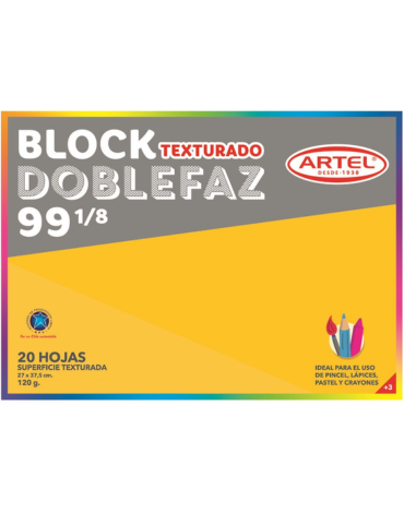 Block de Dibujo Texturizado Doblefaz Medio 99 1/8 20 Hojas de 120 g ARTEL x 4 Unds. Medidas: 27 * 37,5 cms aprox.
