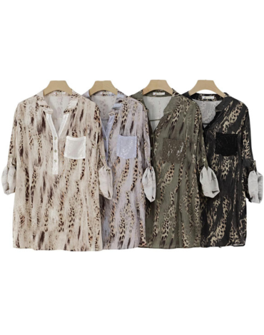 Blusa de Dama Animal Print x 12 Unds.Talla: S/ M - M/ l -L/XL