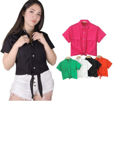 Blusa de Lino Corta Dama Colores Surtidos x 15 Unds.Talla: S / M - M / L  - L  / XL