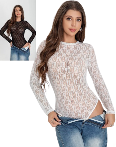 Body de Mujer con Encaje Colores Surtidos x 12 Unds. Talla: S / M - L / XL