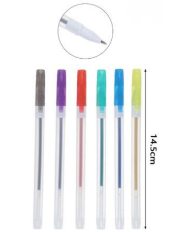 12 Set Bolígrafos Tinta Gel Colores Surtidos  (1 Set Trae: 6 PCS) Medida: 14.5 cm aprox.