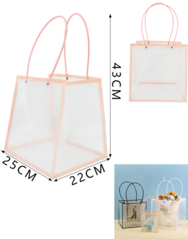 Bolsa Floral Transparente Color Único x 10 Unds. Medida: 43 x 25 x 22 cm aprox.