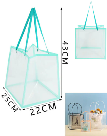 Bolsa Floral Transparente Color Único x 10 Unds. Medida: 43 x 25 x 22 cm aprox.