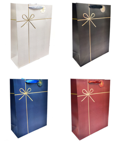 Bolsa de Regalo con Cinta Dorada x 12 Unds. Medidas: 40  x 30 cm aprox