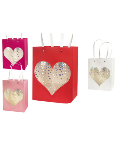 Bolsa de Regalo Corazón Colores Surtidos x 12 Unds. Medida: 44 x 31 x 12 cm aprox.