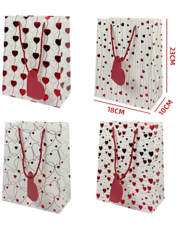 Bolsa de Regalo Corazones Modelos Surtidos x 12 Unds. Medida: 23 x 18 x 10 cm aprox.