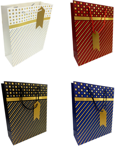 Bolsa de Regalo Golden Stripes x 12 Unds. Medida: 18 x 23 cm aprox.