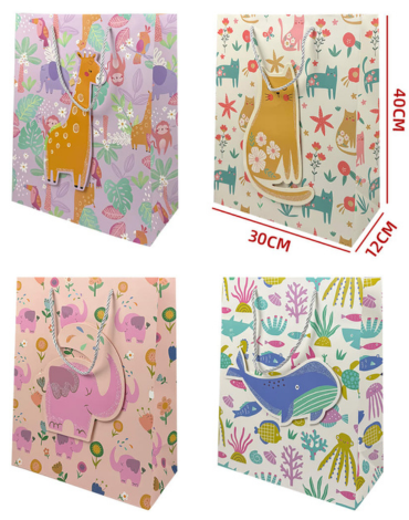 Bolsa de Regalo Animales 3D x 12 Unds. Medida: 30 x 40 x 12 cm aprox.