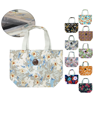 Bolso de Verano con Botón Diseño Flores x 12  Unds.Medida: 45 x 12 x 36 cm aprox.