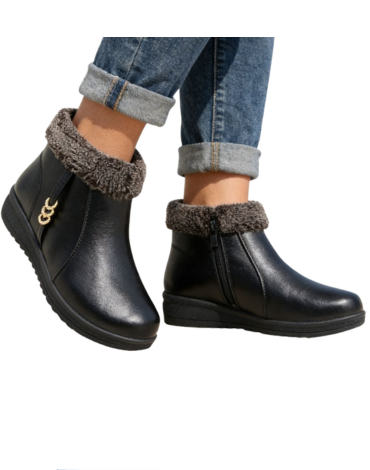 Botines Eco Cuero de Mujer Color Negro x 12 Pares. Talla: 36 al 41