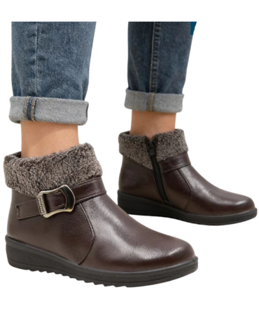 Botines Eco Cuero de Mujer Color Café x 12 Pares. Talla: 36 al 41