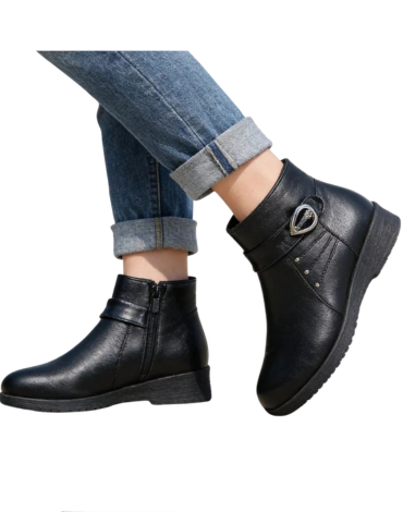 Botines Eco Cuero de Mujer Color Negro x 12 Pares. Talla: 36 al 41