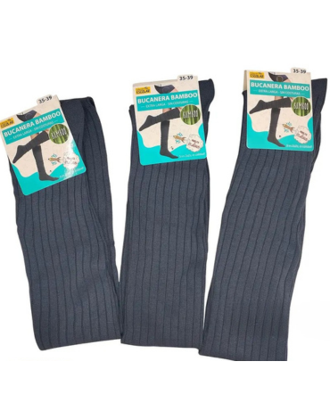 Bucaneras Bamboo Escolar Extra Larga Color Gris x 12 Pares. Talla: 35 - 39