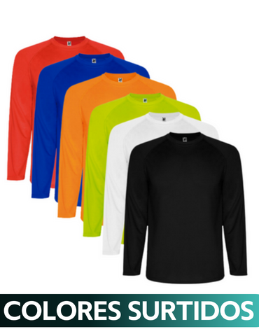 Polera Deportiva Manga Larga (Elegir Talla y Color) x 6 Unds. Talla: S - M - L - XL