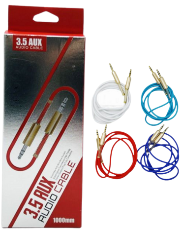 Cable Auxiliar de Goma 3.5 Colores Surtidos x 12 Unds. Medida: 100 cm aprox.