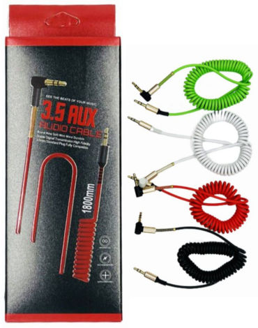 Cable Auxiliar de Goma 3.5 Tipo L x 12 Unds. Medida: 180 cm aprox.