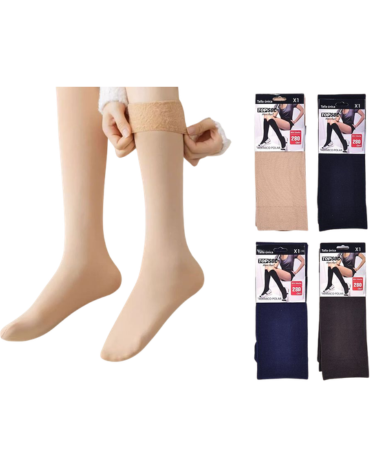 Calcetines Largos con Polar Colores Surtidos x 12 Pares. Talla: 36 - 41