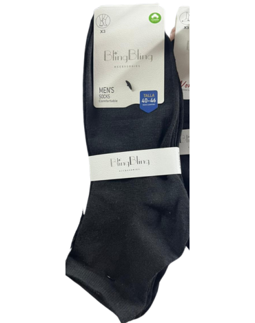 Calcetines Cortos de Algodón Color Negro x 24 Pares. Talla: 40 - 46