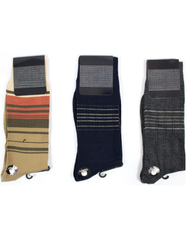 Calcetines de Hombre Rayado Colores Surtidos x 12 Pares. Talla: 40 - 44