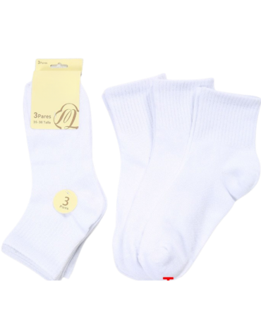 Calcetines Juvenil Unisex Color Blanco x 24 Pares. Talla: 35 - 38