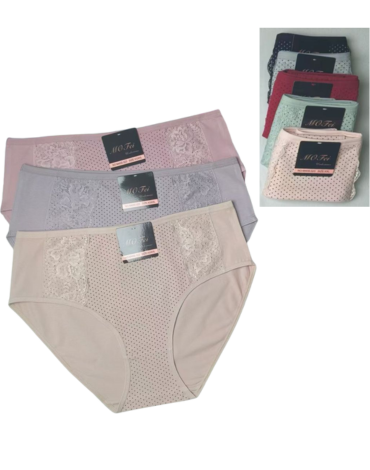 Calzón de Algodón para Dama x 24 Unds. Tallas: 32 (2XL) - 34  (3XL) - 36 (4XL)