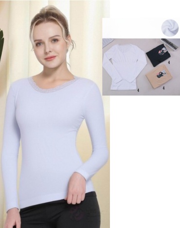 Camiseta Cuello de Encaje Colores Surtidos x 12 Unds. Tallas: M - L