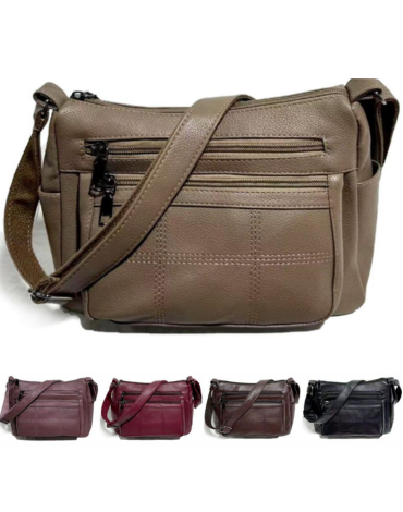 Cartera Cruzada Eco Cuero Colores Surtidos x 6 Unds. Medidas: 24 x 18 x 9 cm aprox.