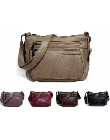 Cartera Cruzada Eco Cuero Colores Surtidos x 6 Unds. Medidas: 24 x 18 x 9 cm aprox.