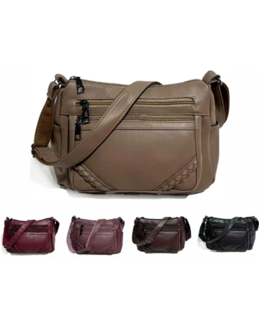 Cartera Cruzada Eco Cuero Colores Surtidos x 6 Unds. Medidas: 24 x 18 x 9 cm aprox.