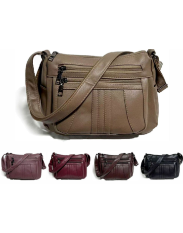 Cartera Cruzada Eco Cuero Colores Surtidos x 6 Unds. Medidas: 24 x 18 x 9 cm aprox.