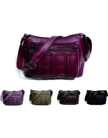 Cartera Cruzada Eco Cuero Colores Surtidos x 6 Unds. Medidas: 24 x 18 x 9 cm aprox.