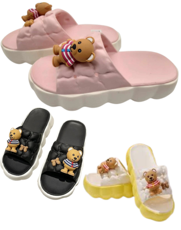 Chalas de Mujer con Osito Colores Surtidos x 24 Pares. Talla: 35 al 40