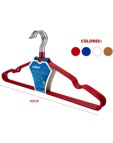 Colgador Metálico con Recubrimiento Plástico x 12 Unds. Medida: 40 cm aprox.