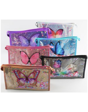 Cosmetiquero Mariposas Colores Surtidos x 12 Unds.