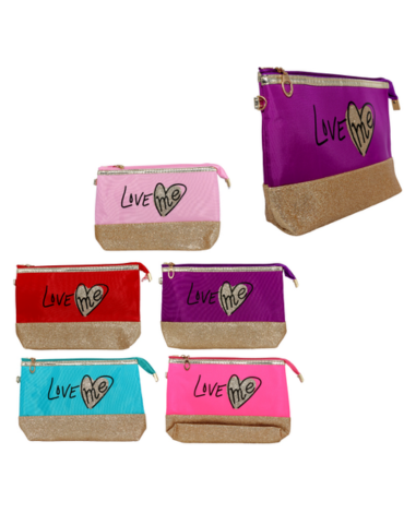 Cosmetiquero Love Me Colores Surtidos x 12 Unds. Medida: 16 x 23 x 5 cm aprox.