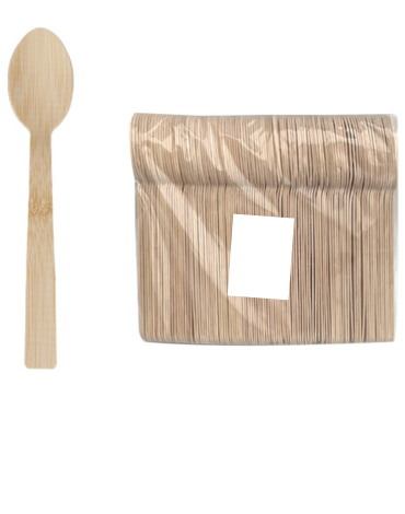 6  Set de Cuchara de Bambú . Medida : 14 cm aprox (1Set Trae: 100 PCS)