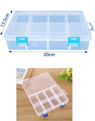 Caja Organizadora Plástica x 12 Und.Medidas: 13.5 x 20 cm aprox