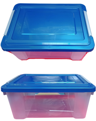 Caja Organizadora con Tapa Colores Surtidos x 4 Unds. Medida: 39 x 12 x 28 (10 litros aprox.)